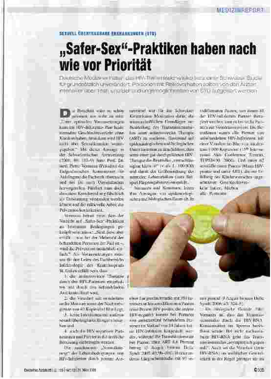 Vorschauseite 1: Safer-Sex-Praktiken haben nach wie vor Priorität