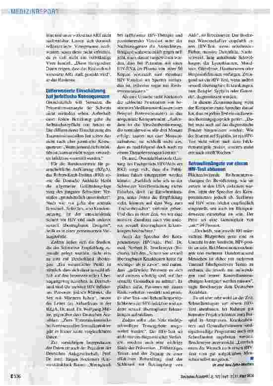 Vorschauseite 2: Safer-Sex-Praktiken haben nach wie vor Priorität
