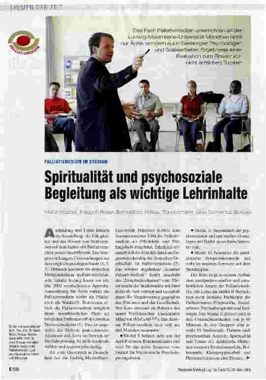 Vorschauseite 1: Spiritualität und psychosoziale Begleitung als wichtige Lehrinhalte