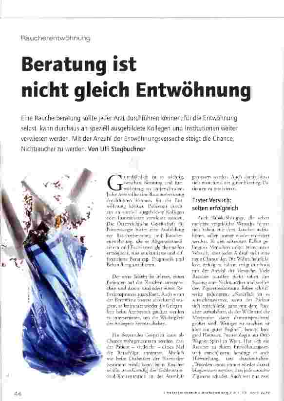 Vorschauseite 1: Beratung ist nicht gleich Entwöhnung