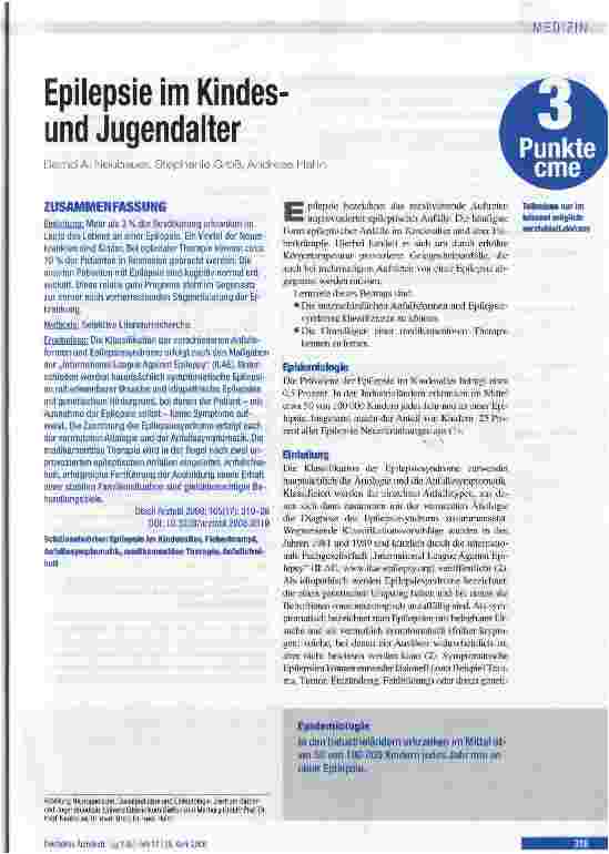 Vorschauseite 1: Epilepsie im Kindesund Jugendalter