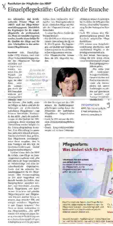 Vorschauseite 1: Einzelpflegekräfte: Gefahr für die Branche