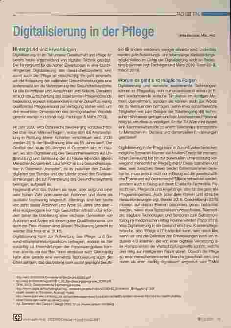 Vorschauseite 1: Digitalisierung in der Pflege