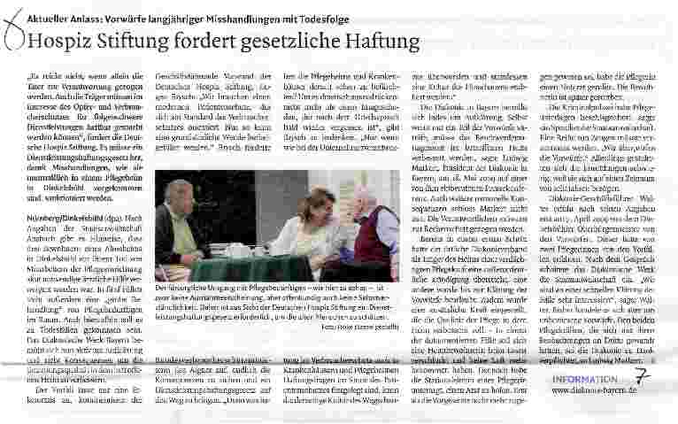 Vorschauseite 1: Hospiz Stiftung fordert gesetzliche Haftung