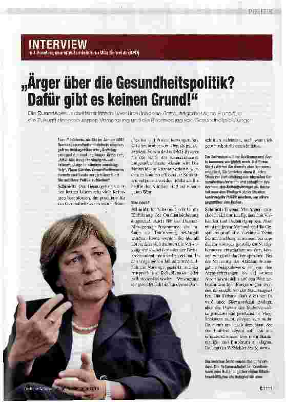 Vorschauseite 1: „Ärger über die Gesundheitspolitik? Dafür gibt es keinen Grund!