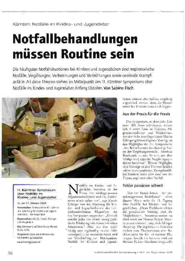 Vorschauseite 1: Notfallbehandlungen müssen Routine sein