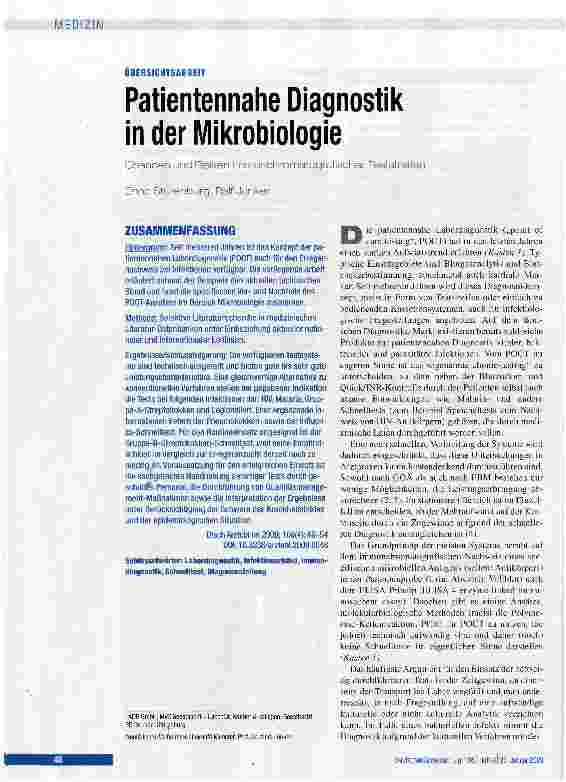 Vorschauseite 1: Patientennahe Diagnostik in der Mikrobiologie