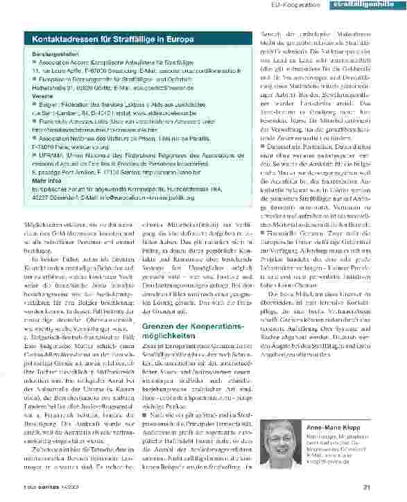 Vorschauseite 3: Grenzüberschreitende Hilfen für Straffällige und Angehörige