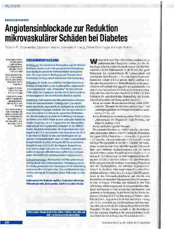 Vorschauseite 1: Angiotensinblockade zur Reduktion mikrovaskulärer Schäden bei Diabetes