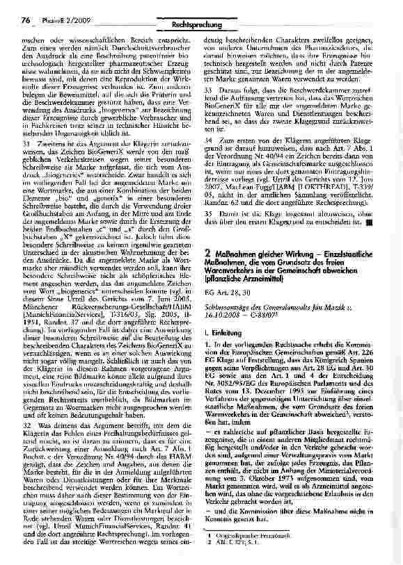 Vorschauseite 4: Anmeldemarke „BioGeneriX entspricht dem beschreibenden Element „biogenerics und ist damit nicht eintragungsfähig