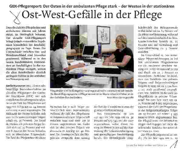 Vorschauseite 1: Ost-West-Gefälle in der Pflege