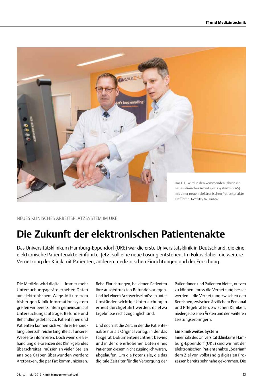 Vorschauseite 1: Neues klinisches Arbeitsplatzsystem im UKE: Die Zukunft der elektronischen Patientenakte