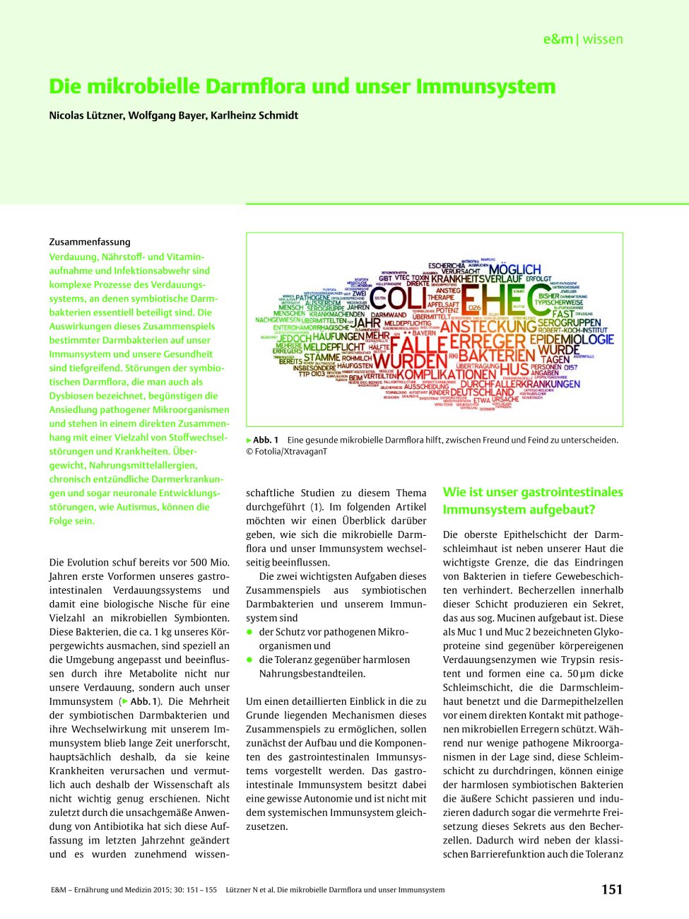 Vorschauseite 1: Die mikrobielle Darmflora und unser Immunsystem