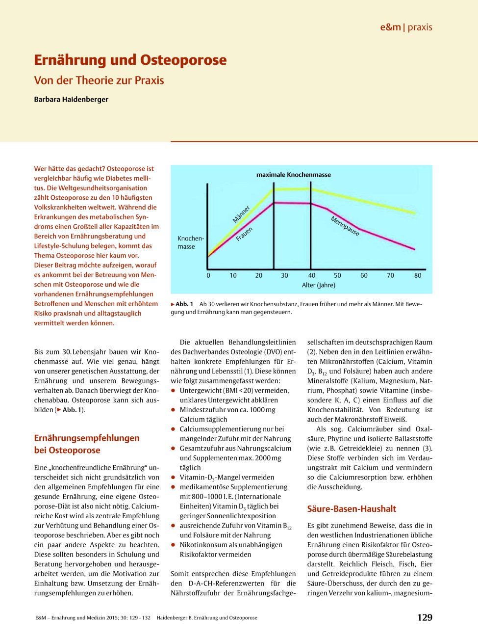 Vorschauseite 1: Ernährung und Osteoporose