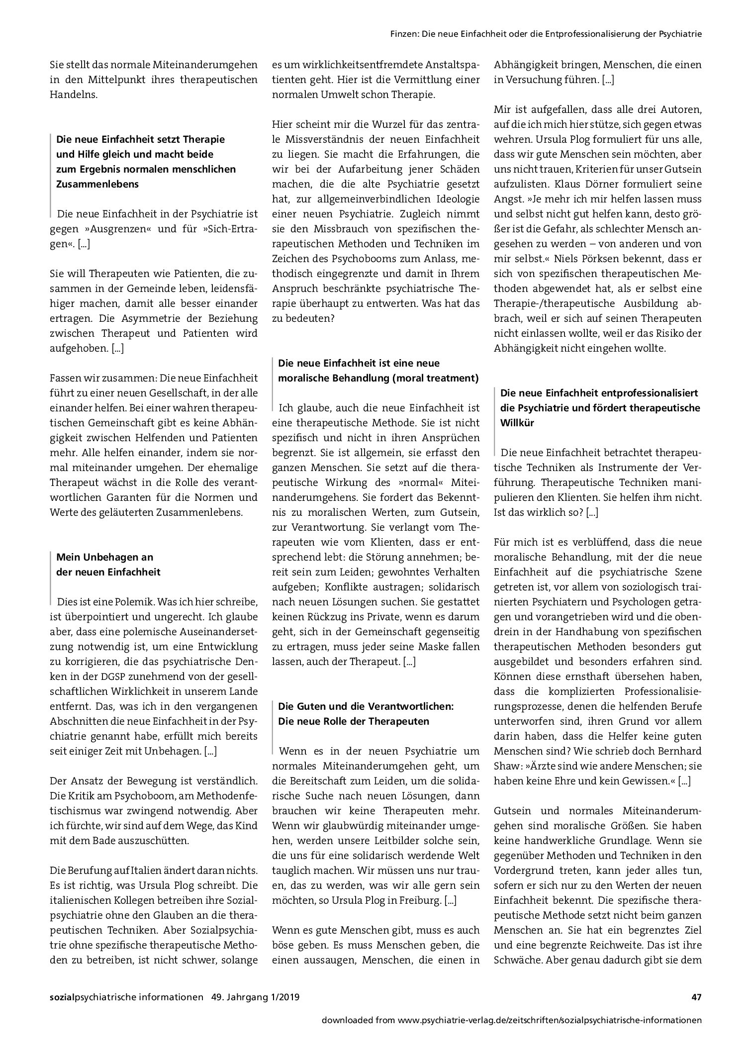 Vorschauseite 2: Die neue Einfachheit oder die Entprofessionalisierung der Psychiatrie