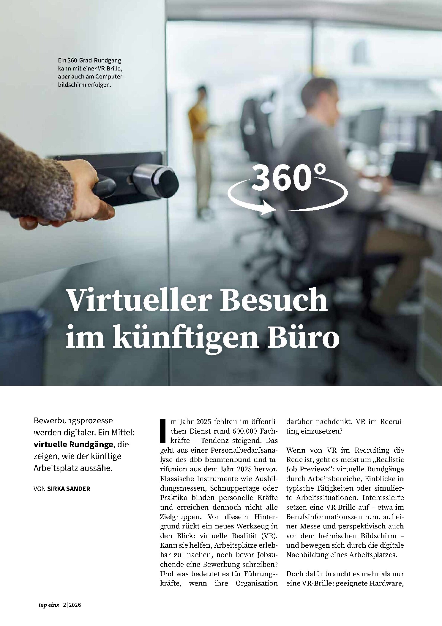 Vorschauseite 1: Virtueller Besuch im künftigen Büro