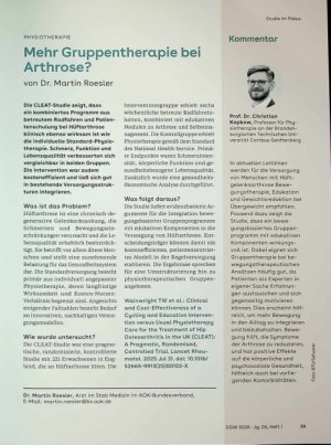 Vorschauseite 1: Mehr Gruppentherapie bei Arthrose?