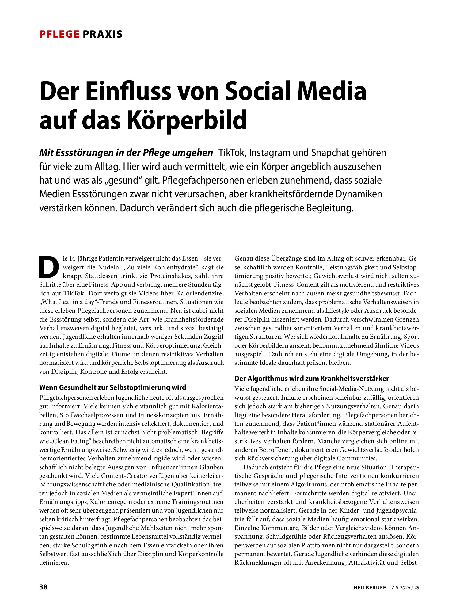 Vorschauseite 1: Der Einfluss von Social Media auf das Körperbild