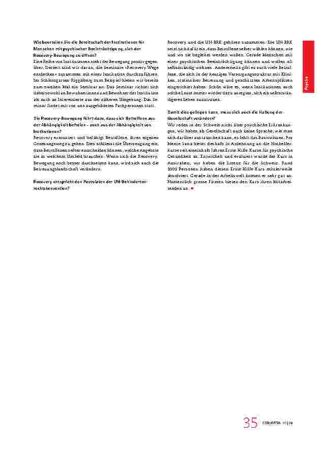 Vorschauseite 4: "Ich wünsche mir mehr Demut im Umgang mit Patienten." Die Recovery-Bewegung wirft einen neuen Blick auf die Psychiatrie.