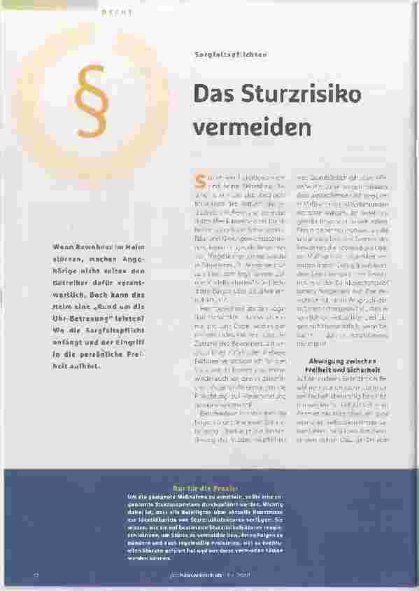 Vorschauseite 1: Das Sturzrisiko vermeiden