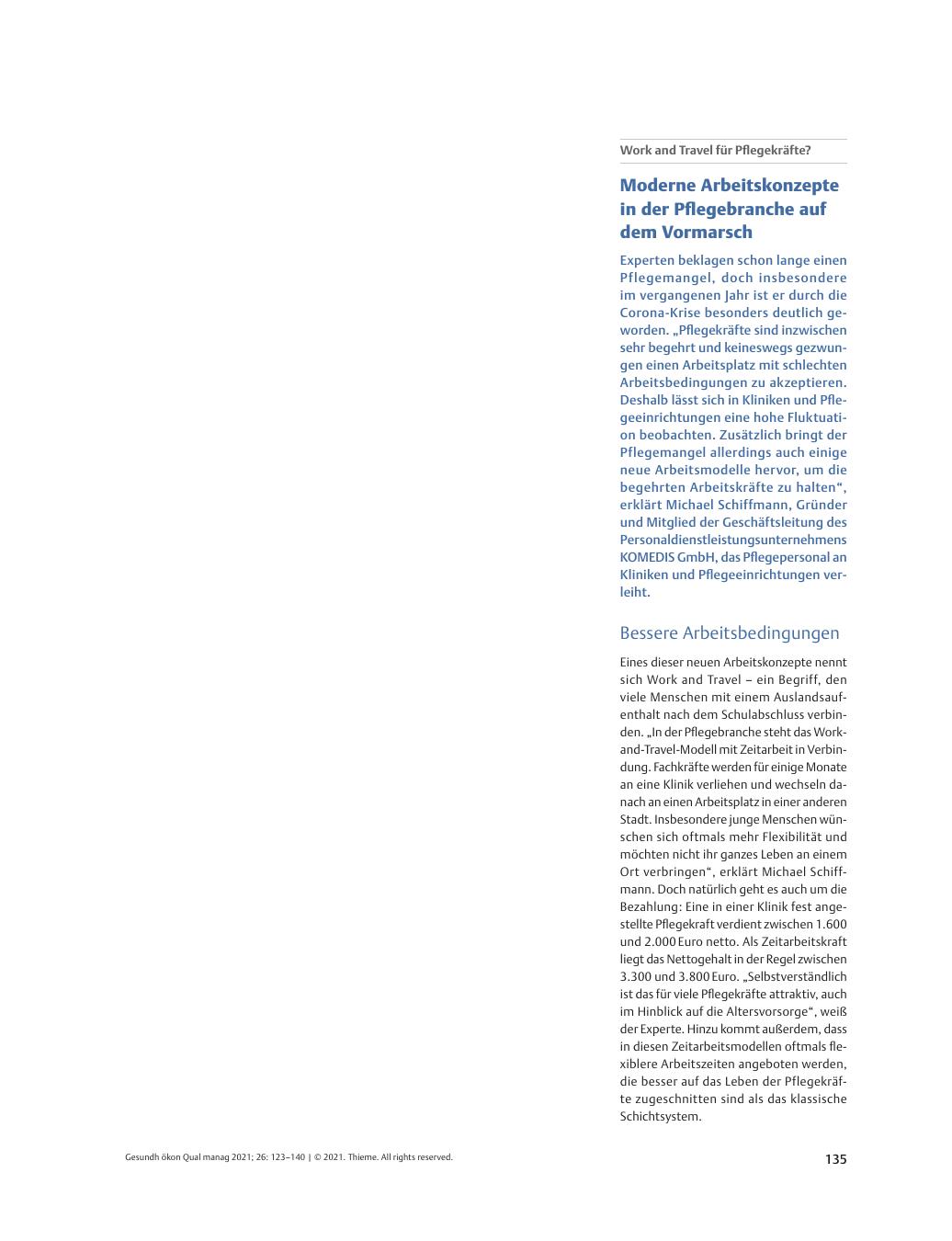 Vorschauseite 1: Moderne Arbeitskonzepte in der Pflegebranche auf dem Vormarsch
