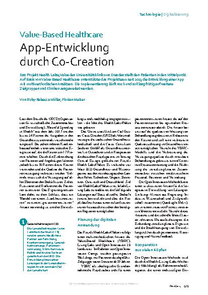 Vorschauseite 1: Value-Based Healthcare App-Entwicklung durch Co-Creation
