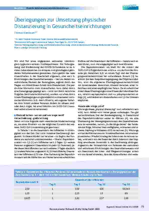 Vorschauseite 1: Überlegungen zur Umsetzung physischer Distanzierung in Gesundheitseinrichtungen