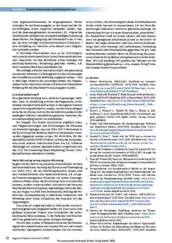 Vorschauseite 4: Überlegungen zur Umsetzung physischer Distanzierung in Gesundheitseinrichtungen