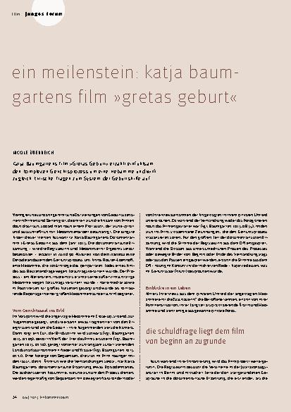 Vorschauseite 1: Ein Meilenstein: Katja Baumgartens Film " Gretas Geburt"