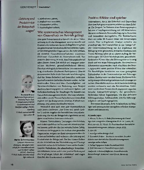Vorschauseite 3: Sicherheit und Gesundheit: Wer sich nicht kümmert, kann dichtmachen.