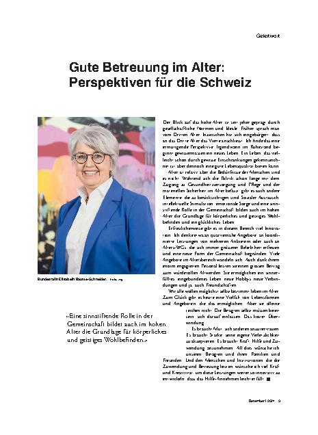 Vorschauseite 1: Gute Betreuung im Alter: Perspektiven für die Schweiz