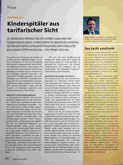 Vorschauseite 1: Kinderspitäler aus tarifarischer Sicht