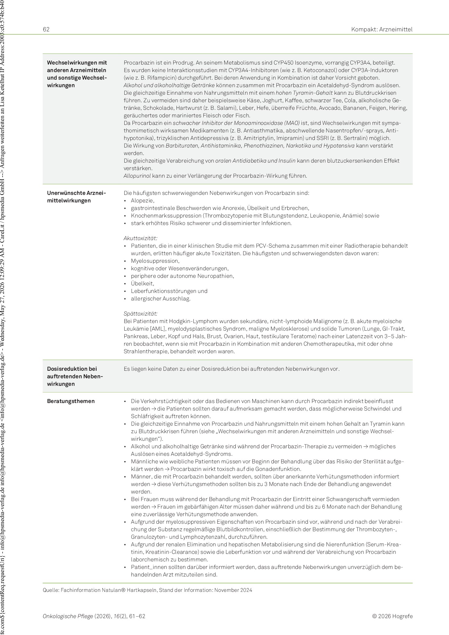 Vorschauseite 2: Wirkstoff Procarbazin