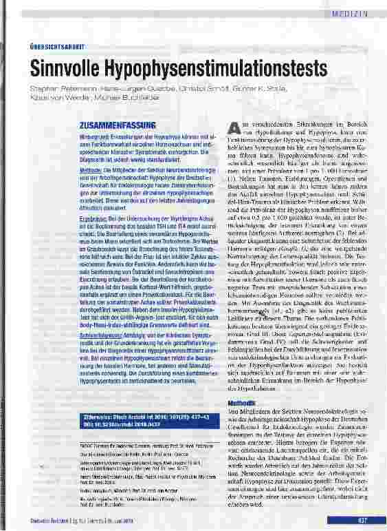 Vorschauseite 1: Sinnvolle Hypophysenstimulationstests