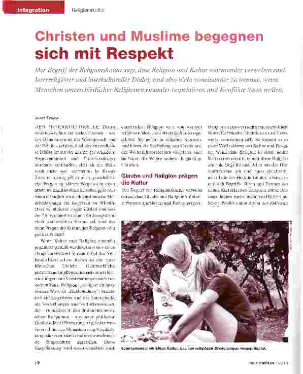 Vorschauseite 1: Christen und Muslime begegnen sich mit Respekt