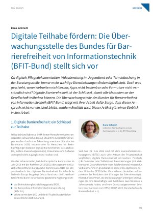 Vorschauseite 1: Digitale Teilhabe fördern: Die Überwachungsstelle des Bundes für Barrierefreiheit von Informationstechnik (BFIT-Bund) stellt sich vor