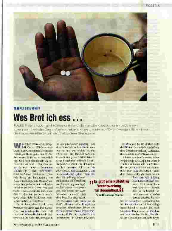 Vorschauseite 1: GLOBALE GESUNDHEITWes Brot ich ess