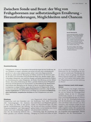 Vorschauseite 1: Zwischen Sonde und Brust: der Weg von Frühgeborenen zur selbstständigen Ernährung - Herausforderungen, Möglichkeiten und Chancen