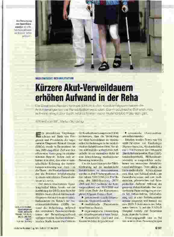 Vorschauseite 1: Kürzere Akut-Verweildauern erhöhen Aufwand in der Reha