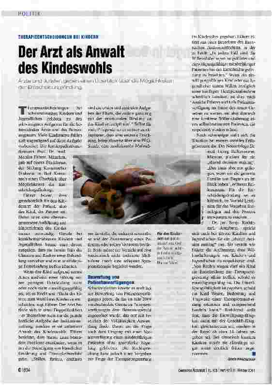 Vorschauseite 1: Der Arzt als Anwalt des Kindeswohls