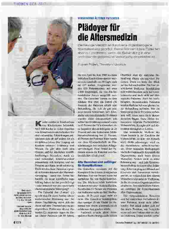 Vorschauseite 1: Plädoyer für die Altersmedizin