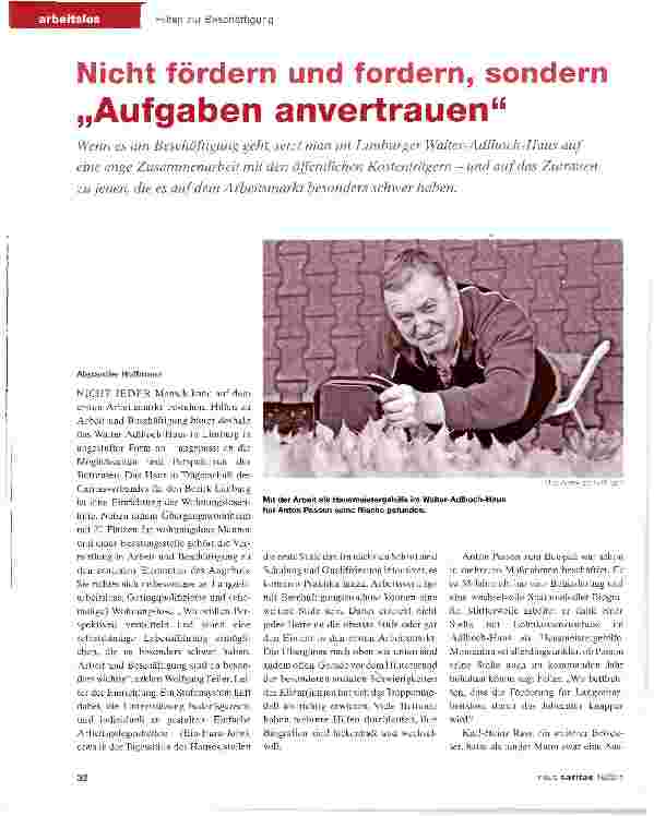 Vorschauseite 1: Nicht fördern und fordern, sondern „Aufgaben anvertrauen