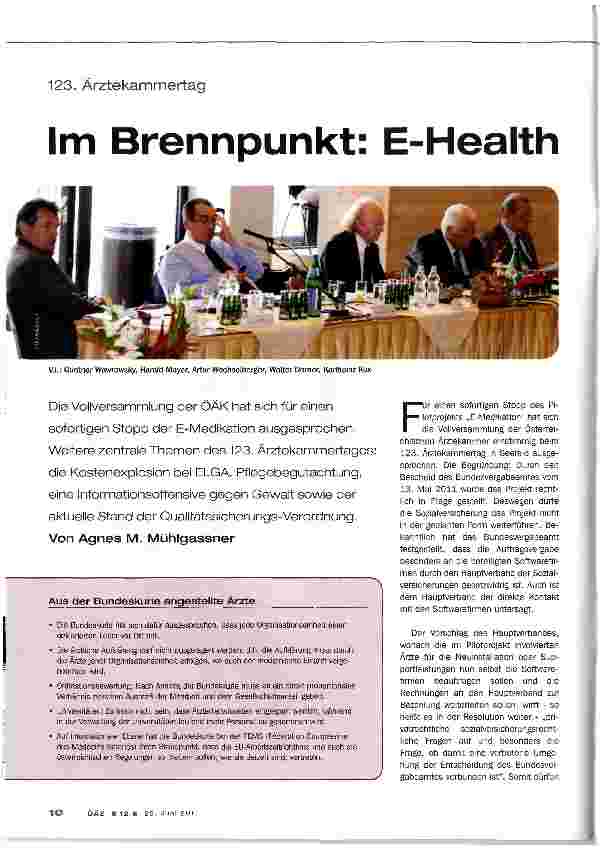 Vorschauseite 1: Im Brennpunkt: E-Health