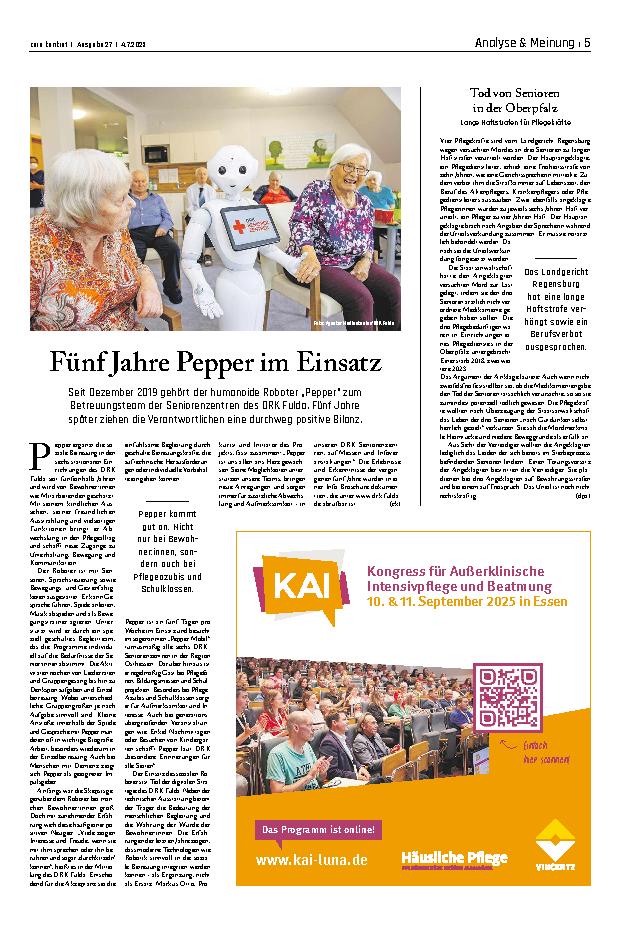 Vorschauseite 1: Fünf Jahre Pepper im Einsatz