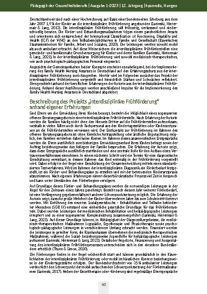 Vorschauseite 3: Die interdisziplinäre Frühförderung als Vorbild bei der Implementierung des Family Health Nursing Ansatzes in Deutschland? Ein Erfahrungsbericht