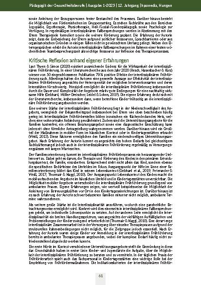 Vorschauseite 4: Die interdisziplinäre Frühförderung als Vorbild bei der Implementierung des Family Health Nursing Ansatzes in Deutschland? Ein Erfahrungsbericht