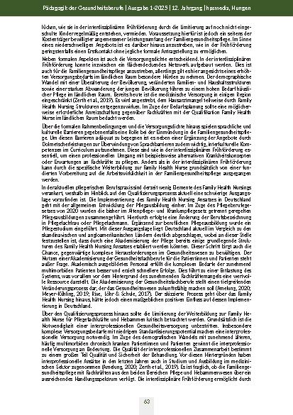 Vorschauseite 6: Die interdisziplinäre Frühförderung als Vorbild bei der Implementierung des Family Health Nursing Ansatzes in Deutschland? Ein Erfahrungsbericht