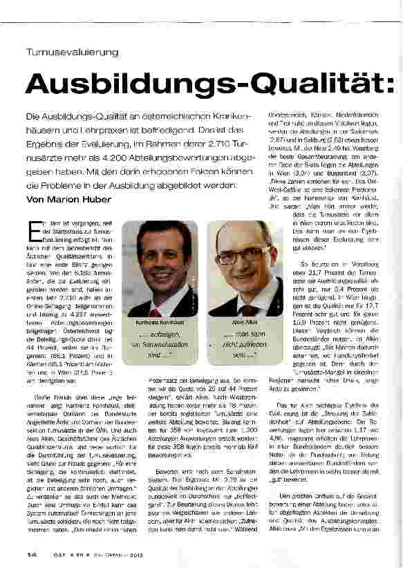 Vorschauseite 1: Ausbildungs-Qualität befriedigend