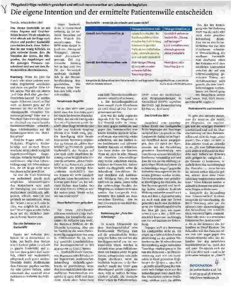 Vorschauseite 1: Die eigene Intention und der ermittelte Patientenwille entscheiden