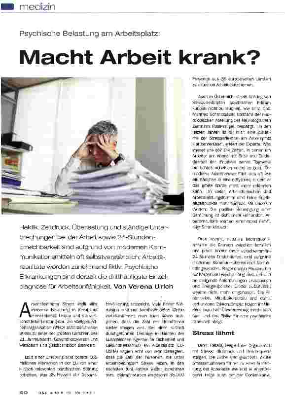 Vorschauseite 1: Macht Arbeit krank?